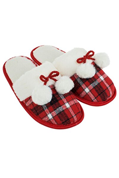 OEM Red Christmas Slipper with Patterned & Pompom 39-40