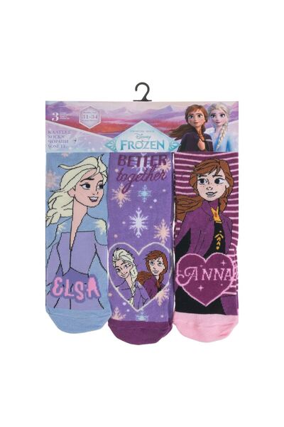 OEM Sosete de Iarna Lila Mov Bleu cu Model Frozen - 3 perechi 23-26