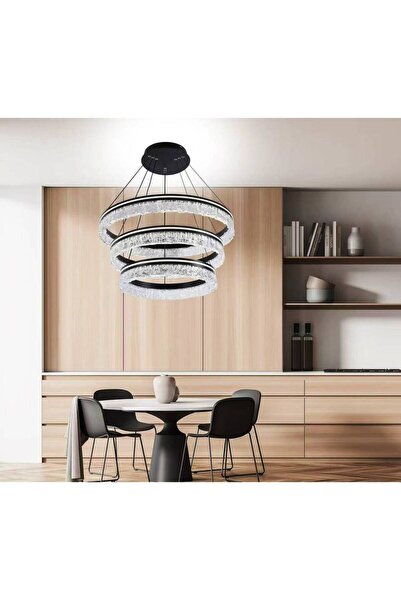 111 Modern LED chandelier with remote control, dimmable circular gold ring, L...