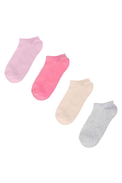 OEM Къси чорапи, сьомгово розово, сиво, меланж, за момичета - 4 чифта, 35-38