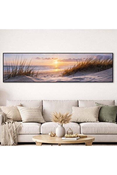 OEM Glossy Canvas Painting Beach with Crystals 152x52x4cm