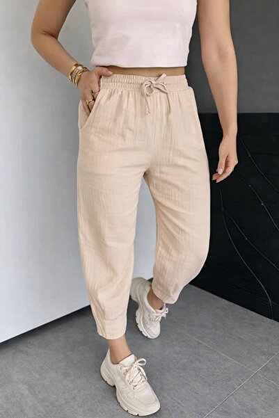bb butik basic Παντελόνι Μουσελίνας Καρότο TR0935