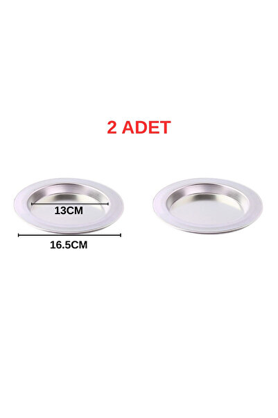 Albergio 2 Pieces Aluminum Kunefe Plate 13 cm Inner Diameter 16.5 cm Outer Di...