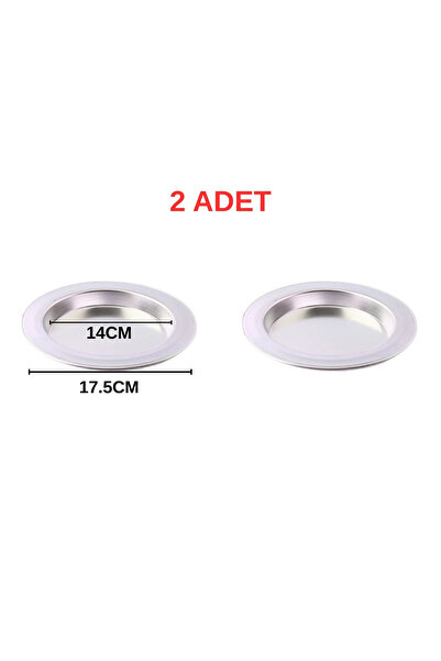 Albergio 2 Pieces Aluminum Kunefe Plate 14 cm Inner Diameter 17.5 cm Outer Di...