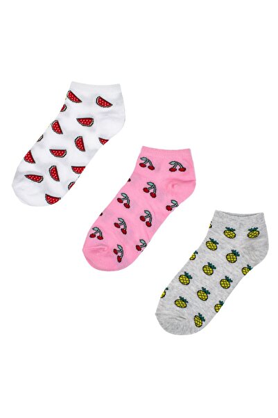 OEM Women's Pink White Gray Fruit Short Socks - 3 pairs 36-41