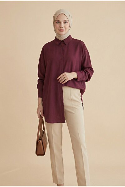 NEFESSE Viskon Düğmeli Salaş Gömlek