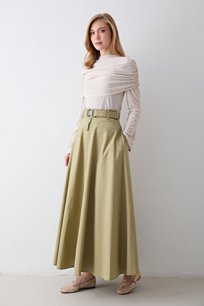 Melike Tatar Zip Detail Poplin Skirt 32-2714