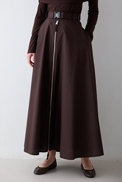 Melike Tatar Zip Detail Poplin Skirt 32-2714