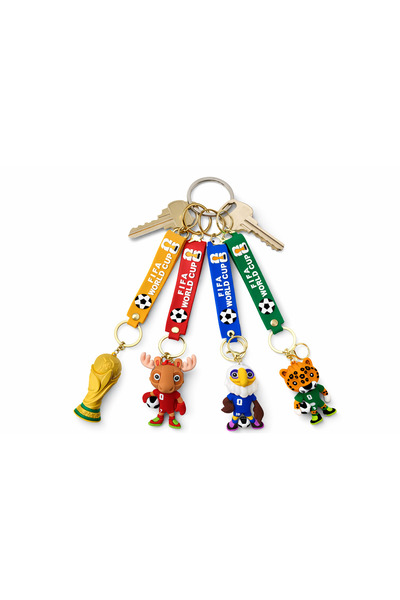 MİNPO Dünya Kupası Kupa ve Maskot Anahtarlık – Futbol Temalı Hediyelik