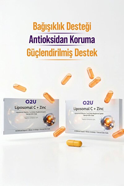O2U Lipozomal C Vitamini + Çinko Bisglisinat | Yüksek Emilim Bağışıklık & Ant...