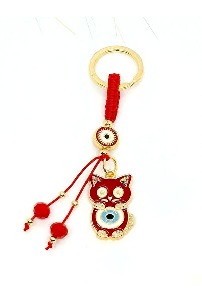 Azrua Crveni mačka Metal Privezak za ključeve, Sreća Privezak za ključeve, Me...