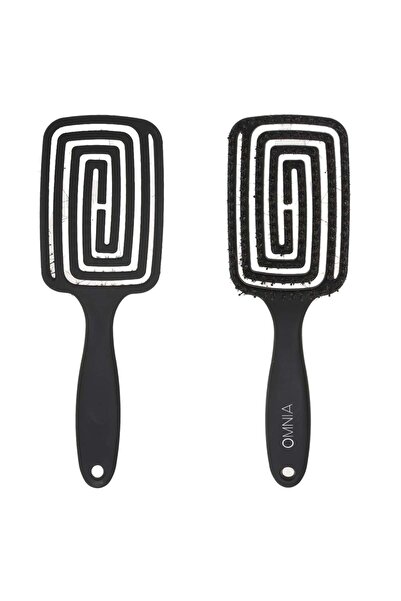OEM Matte Black Hair Brush with Openwork Patterned Antistatic 25cm