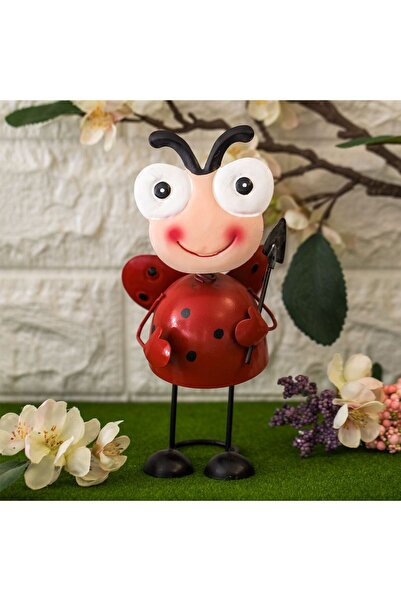 OEM Metal Garden Decoration Ladybug with Shovel & Movement 8x8x19cm