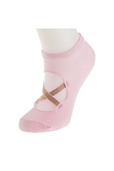 OEM Pink Short Socks with Rose Gold Stretchy Non-slip for Gymnastics 23-26