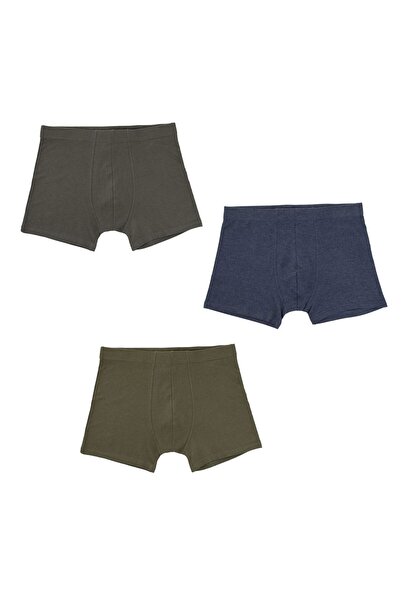OEM Khaki Blue Grey Boxers for Men - 3 Pairs Medium