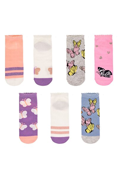 OEM Къси чорапи за момичета в различни цветове с с десен - 7 чифта 27-30