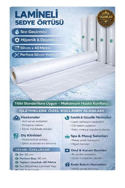 figanlar ambalaj 1 rulo Lamineli Sedye Örtüsü 50cm x40 Metre – Sıvı Geçirmez ...