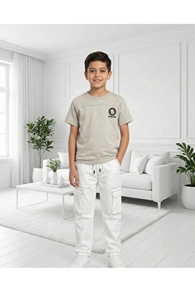 alqarat Boys' "Urban" Summer Set – Cargo Pants & Emblem T-Shirt
