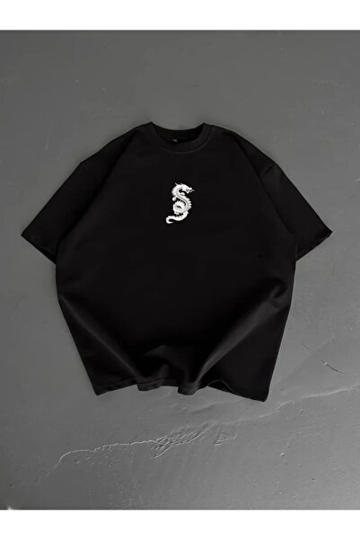 Kanonik Education Printed Oversize Crew Neck T-Shirt - Black