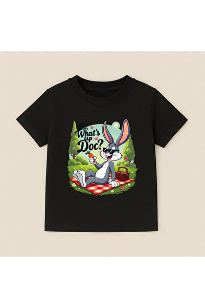t-show Sevimli Tavşan/Bugs bunny Baskılı PREMİUM Bisiklet Yaka %100 Pamuk kıs...