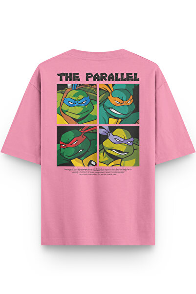 Overoz Ninja Backpack Printed Half Oversized Pink T-Shirt 1302