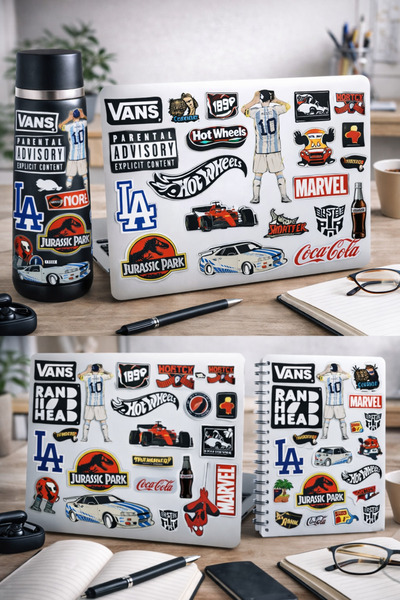 Limitless Design Pop Kültür & Spor Temalı Karışık Sticker Seti 22x30 cm – Lap...
