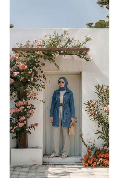 Quanlex Women's Gray Linen Muslin Palazzo Pants Wide Leg, Does Not Show under Clothes, Suitable for Wearing with Hijab