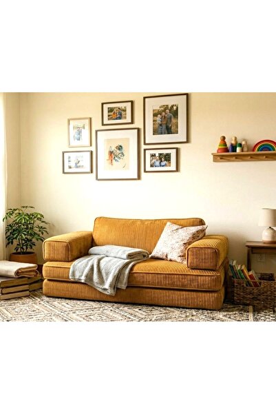 Puftic Küçük Alanlar İçin Büyük Konfor - Fitilli Kadife 2 Kişilik Koltuk Tama...