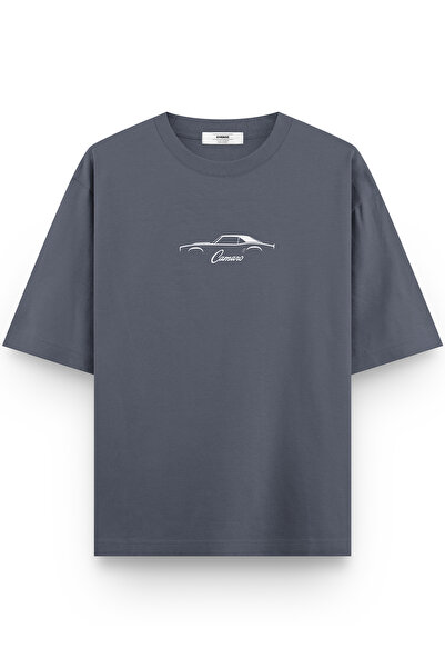 Overoz Camaro Classic Car Printed Semi Oversized Smoked T-Shirt 1092