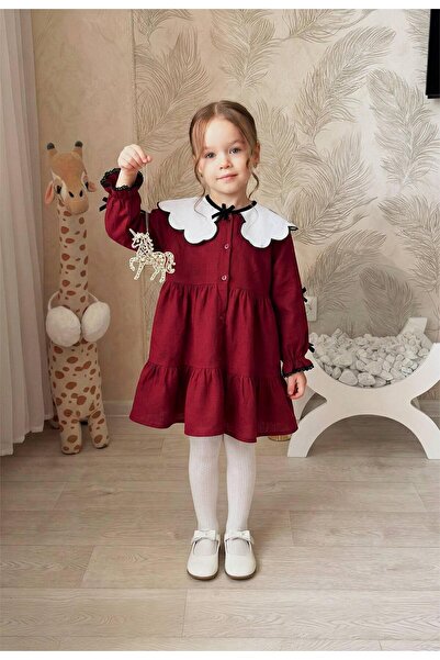 Karaniko Kids Devojčina bebi kragna Sa mašnom haljina