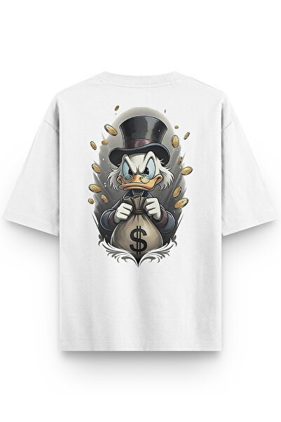 Overoz Uncle Varyemez Half Oversized Back Printed White Tshirt 1380