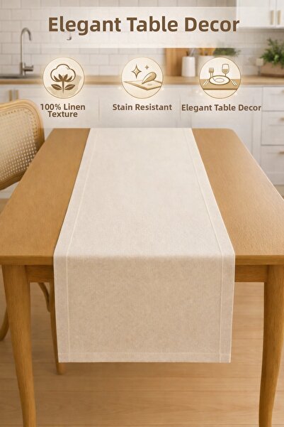 TECHTACT Luxury Linen Table Runner 35X150 Cm, Stylish, Stain-Resistant, Moder...