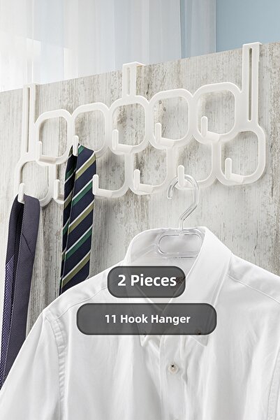 MasterCar 2 bucăți cu 11 cârlige, umeraș multifuncțional pentru ușă, umeraș p...