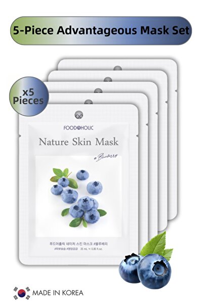FOODAHOLIC Face Mask Moisturizing Korean Mask Set Blueberry Extract Vegan Mas...