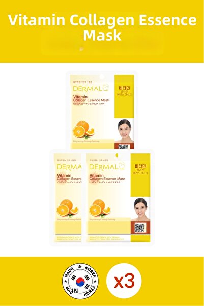 Dermal قناع الكولاجين المضيء بخلاصة فيتامين - لشد وتنقية، 23 جم، 3 قطع