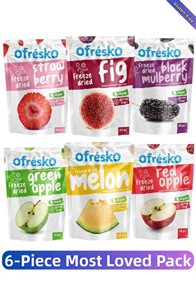 Ofrésko عبوة من 6 قطع من رقائق الفاكهة المجففة بالتجميد - خالية من المواد الم...