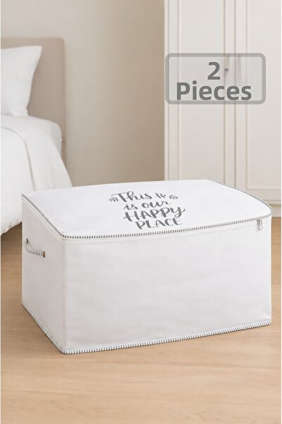 Pazar Kapısı 2 Pieces Drawstring Printed Quilt Storage Organizer Organizer St...