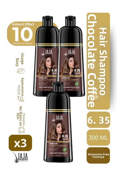 Jaja شامبو صبغ الشعر باللون البني الشوكولاتي 6.35 |   300 مل × 3 قطع ويشمل ال...