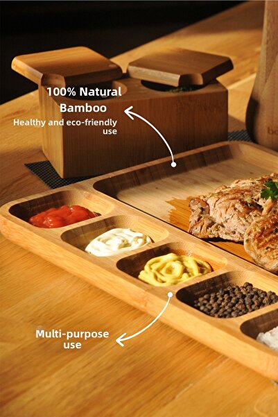 Bambum Carlin 6 Compartment Presentation Plate Bamboo Serving Plate