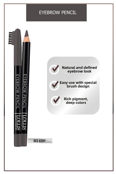 Lollis Eyebrow Pencil Ashy Color 303 Ashy That Gives a Natural Look