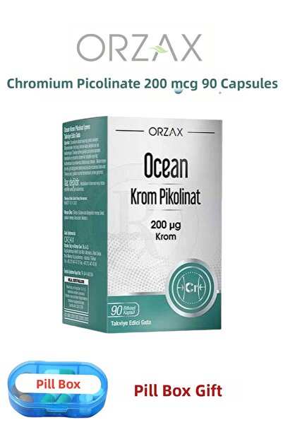 Ocean Chromium Picolinate 200Mcg 90 Herbal Capsules + Pill Box Gift