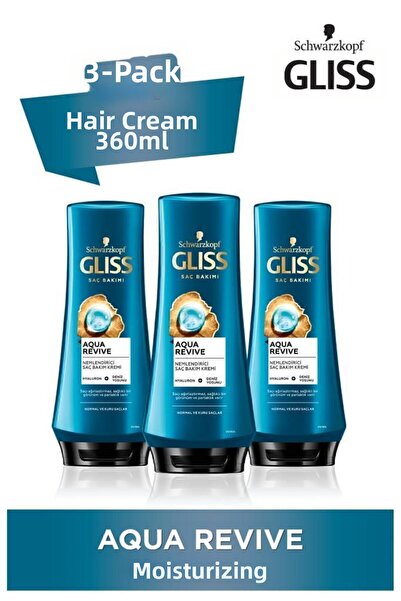 Gliss Aqua Revive - 360 ml x 3 Pieces Moisturizing Conditioner with Hyaluron ...