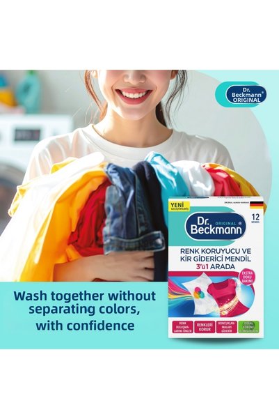 Dr.Beckmann Color Preserving Wipes 12-Pack X3 Set – Wipes That Prevent Color Mixing for Colored and White Items