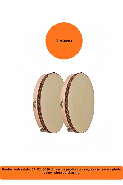 Tef Atölyesi دف جلدي 30 سم خشبي مع 5 أجراس، دف متوسط الحجم للحناء