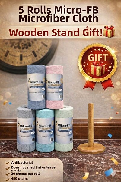 FB Cup Micro-Fb Microfiber Roller Cloth 5-Piece Advantage Package + Wooden St...