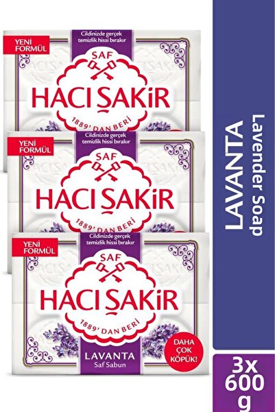 Hacı Şakir صابون حاجي شاكر التقليدي النقي برائحة اللافندر 4 × 150 جرام × 3 قطع