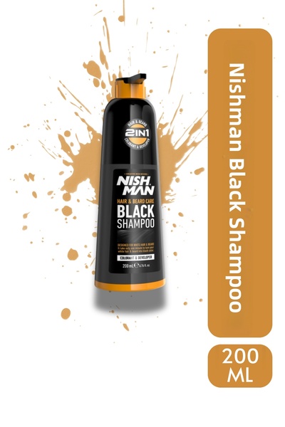 NISHMAN Hair and Beard Blackening Shampoo Easy to Use Effective Results (200 ml)