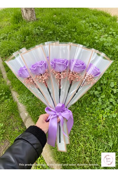 Buketim Seninle 10 ورود أرجوانية فردية لا تذبل، هدية
