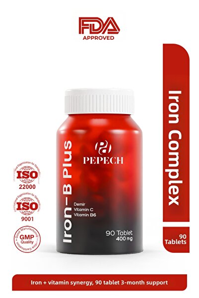 PEPECH Iron-B Plus Iron Complex, B6, B2, B12, Folate and Vitamin C, 90 Tablet...