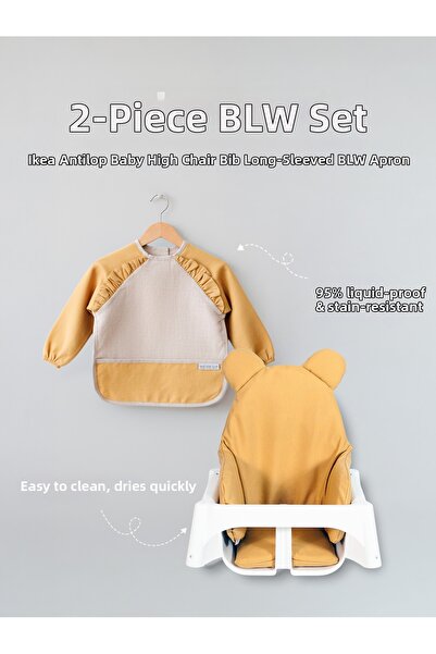 Dear Deer Love 2-Piece Blw Feeding Set - Baby High Chair Cushion and Long Sle...